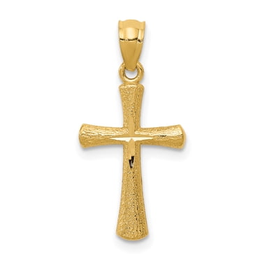 14K Yellow Gold Diamond Cut Cross Pendant
