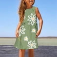 thumbnail image 2 of PMVFHDE Tenue d'Été pour Filles Mode Filles Mignonne Printemps et Été Imprimée Col Rond Sans Manches Robe Décontractée (3), Vert Menthe, 11-12, 2 of 5