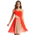 thumbnail image 1 of Alvivi Justaucorps-Robe de Ballet à Blocs de Couleur pour Danse Lyrique Moderne pour Femme pour Costume de Compétition de Danse Orange TP, 1 of 7