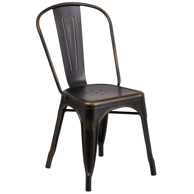 Chaise empilable intérieure/extérieure en métal de cuivre vieilli