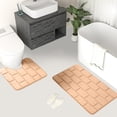 thumbnail image 4 of Bathroom Water Absorbing Door Mat, Non Slip Floor Mat, Polyester Fiber, Soft Comfortable, Easy to Clean, Fast Drying, 2-Piece Set for Toilet Shower Area, 4 of 6
