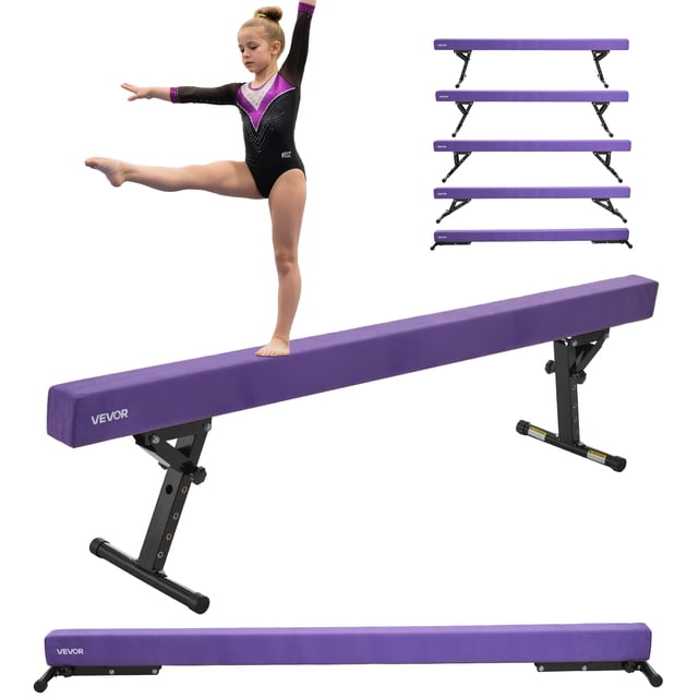 VEVOR Poutre de Balancement Réglable pour Enfants, Poutre de Gymnastique de 8 Pi, Poutres de Sol Hautes et Basses de 5 Hauteurs Réglables