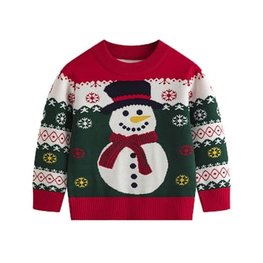 QIPOPIQ Little Boys Girls Ugly Christmas Sweater Crewneck Knit Cute Pullover Kids Clothes Winter Clearance