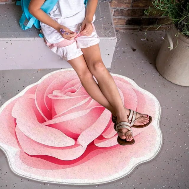 Dvkptbk Tapis de Pièce Uni en Forme de Fleur Entretien Facile Tapis de Salon Grande Surface Lavable Tapis de Chambre Lavable Tapis Absorbant pour la Maison Déco de Salle de Bain