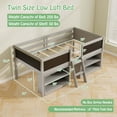 thumbnail image 3 of Costway Twin Size Low Loft Bed with Ramp Ladder & Bookcases Full-length Safety Guardrail Gray, 3 of 10