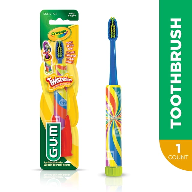 GUM® Crayola™ Twistables® Kids’ Toothbrush, Soft Bristles, Ages 3+, 1 Count