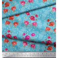 thumbnail image 2 of Soimoi Moss Georgette Fabric Leaves & Rose Floral Printed Fabric 1 Yard 42 Inch Wide, 2 of 5