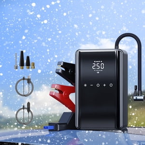 Dvkptbk Portable Car Jump Starters and Inflator Pump 150PSI 6000A 60W 12V Car Jump Starters Pack 5.0L Gas/3.0L Diesels Engines with LCD Display Lights Type-C Charger