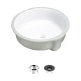 thumbnail image 2 of Stylish Undermount 16" White Porcelain Round Bathroom Sink with 2 Overflow Rings P-207, 2 of 12
