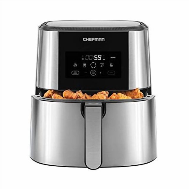 Chefman TurboTouch Friteuse à Air Chaud, la Façon la Plus Compacte et Saine de Cuisiner Sans Huile, Commandes Numériques à une Touche et Rappel de Secouer pour une Croustillance Parfaite