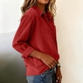 thumbnail image 4 of yardsong Women's Winter Spring Corduroy Shacket - Oversized Boyfriend Collared Button Down Long Sleeve with Pocket Red,S, 4 of 8