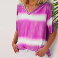 thumbnail image 2 of Leutsin Femmes Gradient Couleur V-Cou T-Shirt Manches Courtes Tee Tops Blouse, 2 of 6