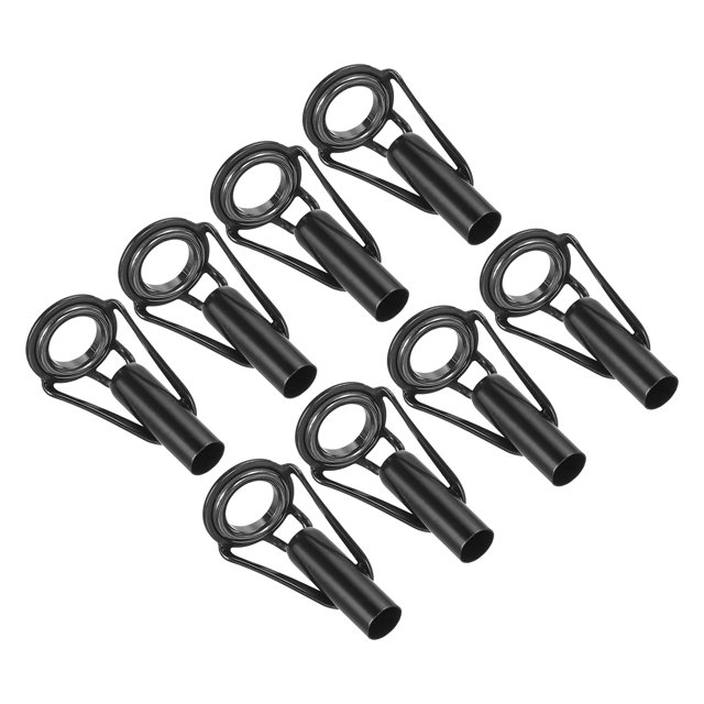 Unique Bargains Kit de Réparation d'Embout de Canne à Pêche en Acier Inoxydable 4,8 mm, Guide d'Anneau de Perche, Remplacement, Noir, Lot de 8