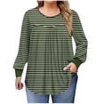 thumbnail image 1 of Lmnyox Hauts Grande Taille pour Femmes, Manches Longues Surdimensionnées, Col Rond, Chemises Plissées, Blouses Décontractées Mode, 1 of 6