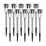 Renjiang Solar Lights Outdoor Waterproof,10 Pack Stainless Steel LED Solar Garden Lights for Patio, Lawn, Yard and Landscape