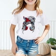 thumbnail image 2 of LUOGENLI T-Shirt pour Filles Enfant Filles Mignon Imprimé Graphique Col Rond Manche Courte Tee Été Décontracté T-Shirt Maxi Hauts avec Fente pour Filles Blanc 8-9 Ans, 2 of 5
