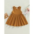 thumbnail image 2 of Faithtur Bébé Enfants Fille Robe, Sans Manches Cou Solide Été une Ligne Robe pour Tous les Jours Occasionnels, 2 of 8