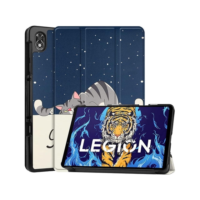Étui pour Tablette Lenovo Legion Y700 8,8 Pouces TB-9707F, une Étui Rigide Mince et Légère à Trois Volets, Couverture Intelligente de protection avec une illustration Ludique de Chat. Conçu comme Accessoire pour Tablette, Il Comprend des Fentes de Support Ajustables pour des angles de Vision Optimaux et des Découpes Précises pour un Accès Complet aux Boutons, Caméras, Haut-Parleurs et ports. Offre une protection à 360° contre les Égratignures, les Chocs, la Poussière et les Chutes. Ultra Mince et Légère avec une Couverture Arrière Givrée