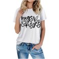 thumbnail image 4 of RKSTN Hauts pour Femmes Saint-Valentin Cœur d'Amour Lettres Imprimées Mode Blouse Confortable Hauts Tempérament Couleur Unie Col Rond Manches Courtes Hauts, 4 of 5
