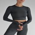 thumbnail image 3 of Ladies‘ Thumb Hole Long Sleeve Yoga Shirt with Cropped Design for Workouts, 3 of 7