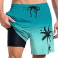 thumbnail image 1 of YUEVE Beach Shorts for Men 2 in 1 Compression Liner 7 Inch Inseam, Mens Swim Trunks Gradient Hawaiian Print Quick Dry Bathing Suit with Pockets Mint Green XXL, 1 of 4