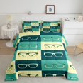 thumbnail image 1 of YST 3D Glasses King Bedding Set,Teal Blue Geometry Down Comforter For Adult Teens,Colorful Plaid Pattern Comforter Set,Modern Abstract Art Down Comforter 1 Comforter with 2 Pillow Cases, 1 of 5