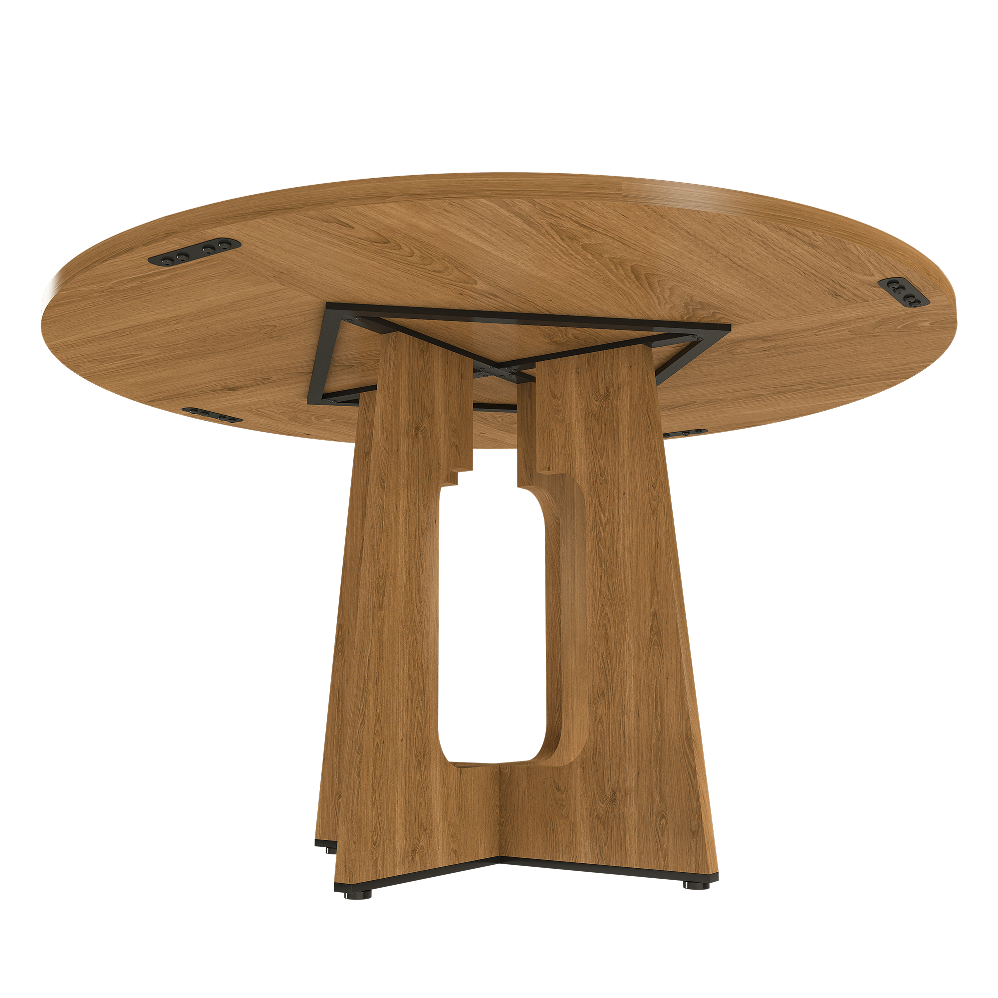 Noble House 47" Round Dining Table for 4,Farmhouse MDF Circle Table with Wood Grain Finish,Oak