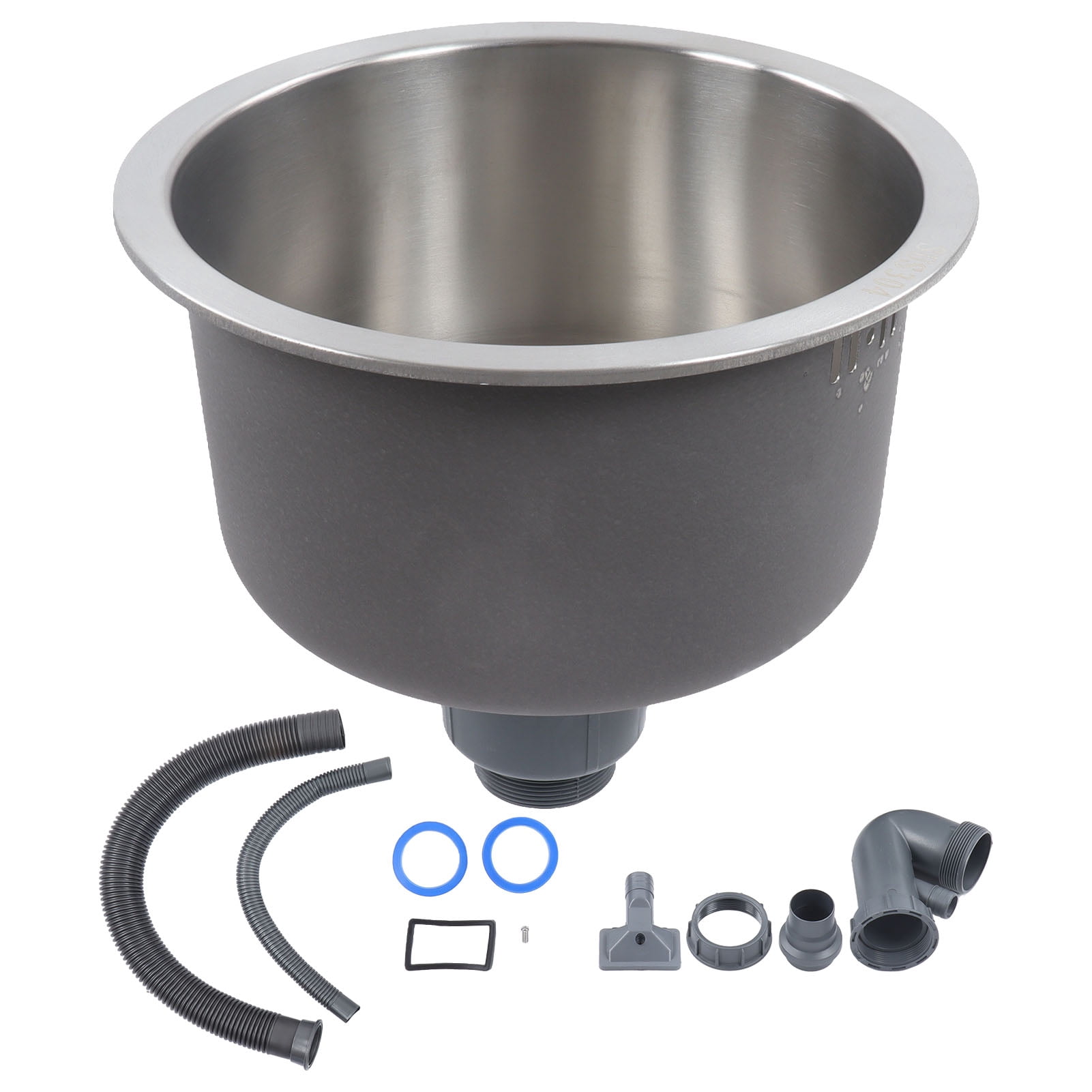 Loewten Bar Round Sink,Mini Round Kitchen Sink Stainless Steel Bar Round Basin With Drainpipe Fitting 30cm Diameter,Stainless Steel Basin