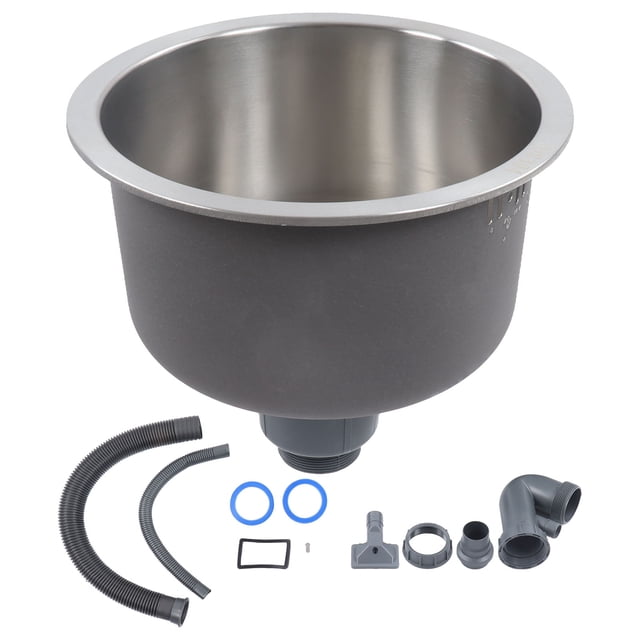 Loewten Bar Round Sink,Mini Round Kitchen Sink Stainless Steel Bar Round Basin With Drainpipe Fitting 30cm Diameter,Stainless Steel Basin