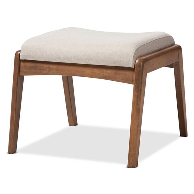 Baxton Studio Roxy Ottomane Rembourrée en Tissu, Beige Pâle et Noyer