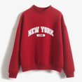 thumbnail image 4 of HNMKIU Women's Tops Autumn Winter O Neck Solid Color Printed Long Sleeve Pullover Sweatshirt, 4 of 4