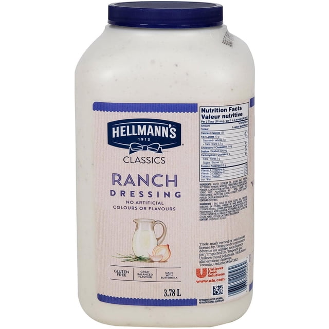 Hellmann's - Ranch Dressing - 3.78 Liter - Pack of 2 - Perfect for Salads, Dips, and More (2ct)