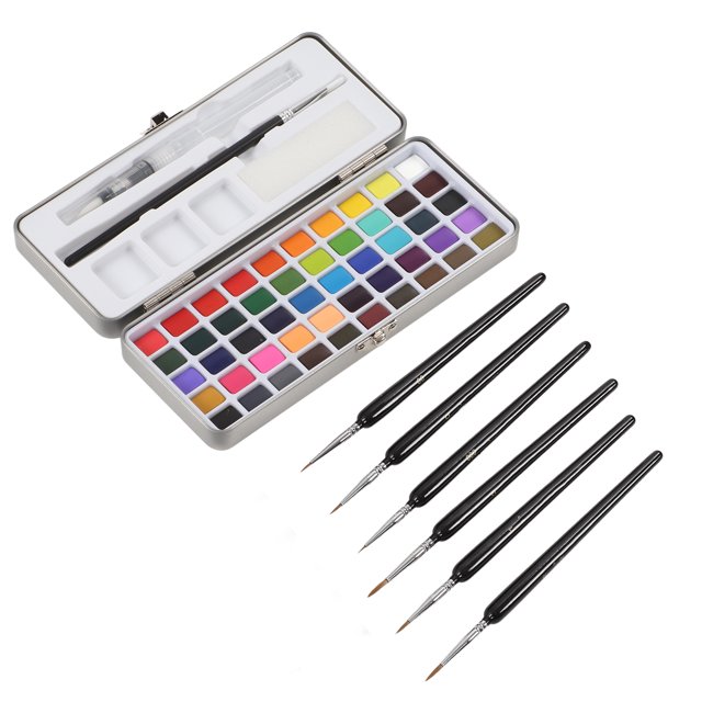Loewten Watercolor Paint Kit,Travel Watercolor Set,Watercolor Paint Set 50 Colors Iron Box Packaging Easy Mixing High Concentration Portable Painting Kit For Kids