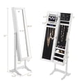 thumbnail image 2 of Costway White Mirrored Jewelry Cabinet Armoire Organizer Storage Box Ring Free Stand, 2 of 9