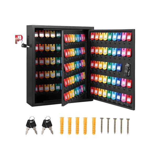 Yiwa Heavy Duty Steel Key Lock Box, Wall Mount 150-Key Organizer with 133 Hooks and Color-Coded Tags for Office or Hotel