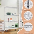 thumbnail image 4 of FDW 4-Tier Wire Storage Shelves Shelving, Wheels 36x14x62 Chrome Adjustable Racks Heavy-Duty Metal Shelf, 4 of 7