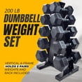 thumbnail image 2 of PRISP Hex Dumbbells Weight Set - 200 lb - Cast Iron Hand Weights with Rubber Grip and Vertical Dumbbell Rack; for Home Gym, Exercise and Fitness, 2 of 8