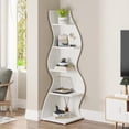 thumbnail image 3 of Tribesigns 5-Tier Corner Shelf, Modern Wall Corner Bookshelf, Stylish Corner Small Bookcase Display Storage Rack with Unique Shape for Living Room, Home Office, 3 of 5
