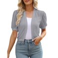 thumbnail image 1 of Kcodviy Women Puff Sleeve Bolero Short Sleeve Cardigans for Women Summer Open Front Summer Cropped Oversized Cardigan for Women Sheer Jackets Cardigan, 1 of 8