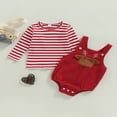 thumbnail image 3 of Baby Girls Jumpsuit Outfit Striped Long Sleeve Tops and Rompers Set, 3 of 8