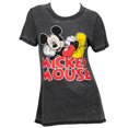 thumbnail image 1 of Disney Mickey Mouse Laying On Text Women's Burnout T-Shirt-Large, 1 of 2