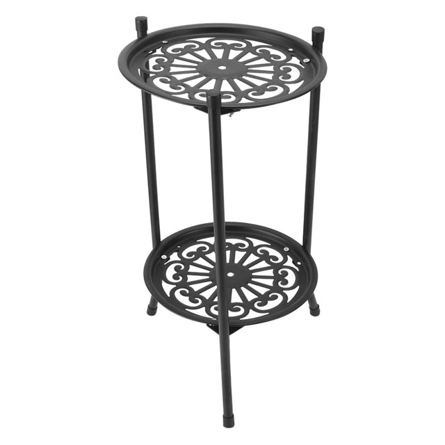 Flower Stand, Delicate Flower Shelf 2 Tier For Gardens White,Black