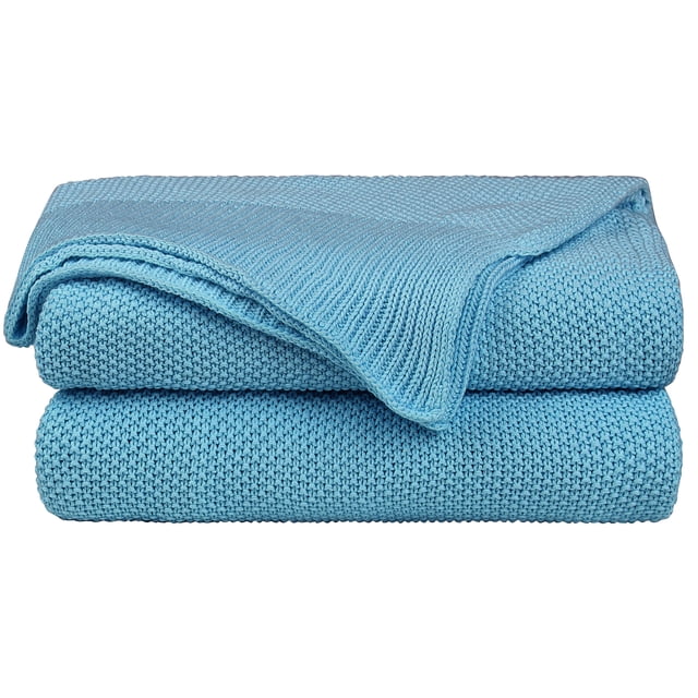 Unique Bargains Couverture Jetée Tricotée Douce 100 % Coton Unie pour Canapé Sofa Chambre