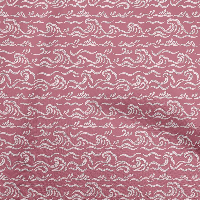 oneOone Velvet Red Fabric Asian Japanese Wave Sewing Material Print Fabric By The Yard 58 Inch Wide