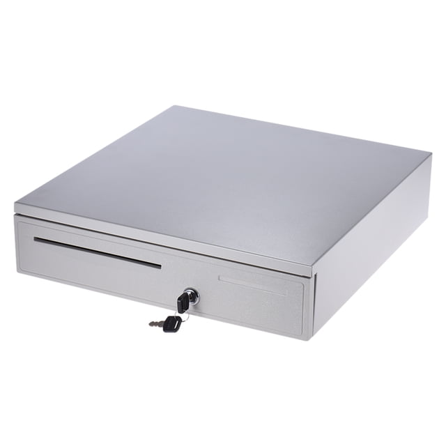 Boîte Tiroir-Caisse Électronique Robuste Rangement 5 Billets 5 Plateaux à Pièces Prise en Charge de l'Entrée de Chèques Ouverture Automatique Manuelle Verrouillage par Clé RJ11 pour Imprimante Epson Star POS Caisse Enregistreuse - Plateau à Pièces Réglable Mobile