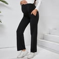 thumbnail image 2 of Maternity Flare Pants Over The Belly Stretchy Wide Leg Trousers For Pregnancy Comfortable Work Pants With Pockets, 2 of 5