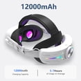 thumbnail image 2 of 12000mah Rechargeable Battery Head Strap Compatible with Meta Quest 3/3S Headband VR Accessory With RGB Light-Black&White, 2 of 7