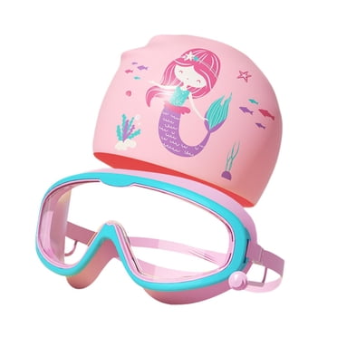 S SERENABLE Swim Goggles Cap Set Boys Kids Decor Professional Kids Swim Hat with Goggles Pink and Blue