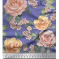 thumbnail image 1 of Soimoi Cotton Duck Fabric Leaves & Rose Flower Print Sewing Fabric Yard 42 Inch Wide, 1 of 3