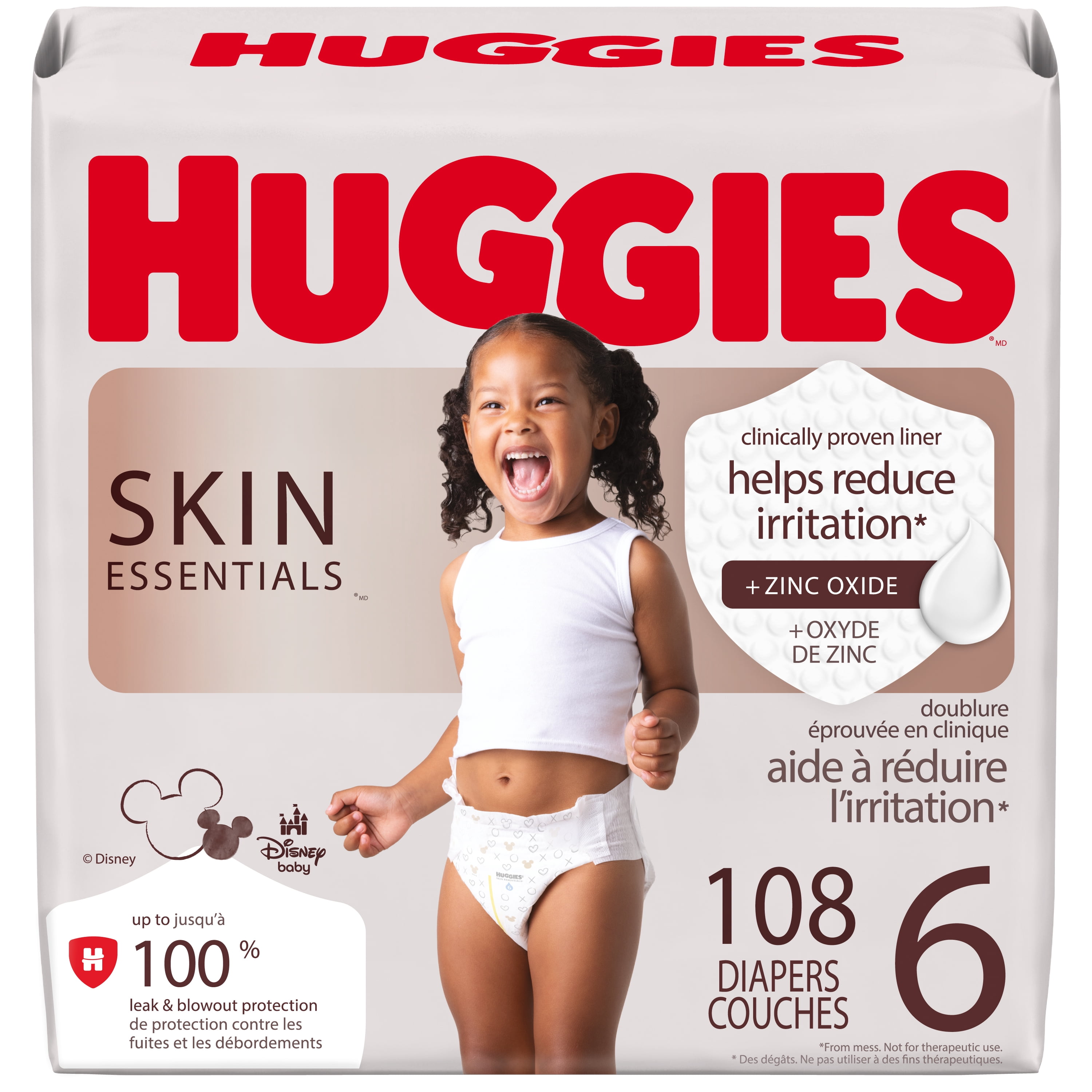 Couches pour bébé Huggies Skin Essentials, taille 6 (35+ lb), 108 couches